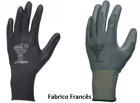 LUVA DE NYLON + PU (PRETO E CINZA)